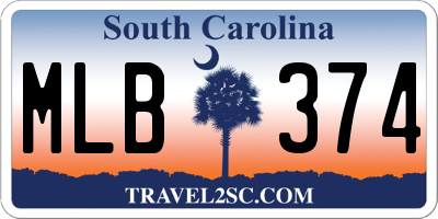 SC license plate MLB374