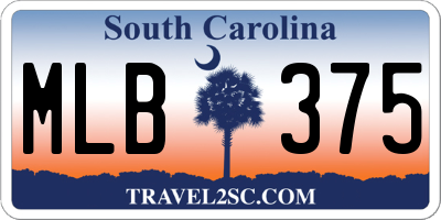 SC license plate MLB375