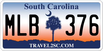 SC license plate MLB376