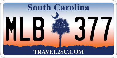 SC license plate MLB377