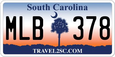 SC license plate MLB378