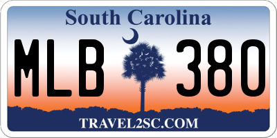 SC license plate MLB380
