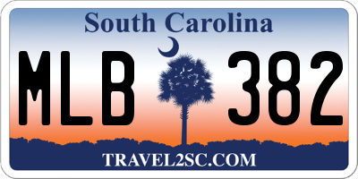 SC license plate MLB382