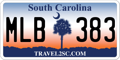 SC license plate MLB383