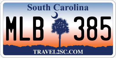 SC license plate MLB385