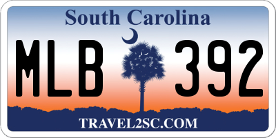 SC license plate MLB392