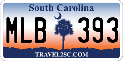 SC license plate MLB393