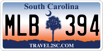 SC license plate MLB394