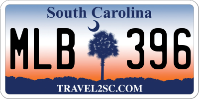 SC license plate MLB396