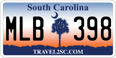 SC license plate MLB398
