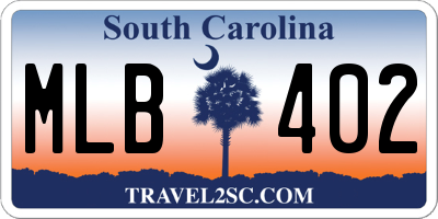 SC license plate MLB402