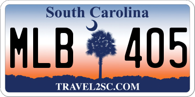 SC license plate MLB405