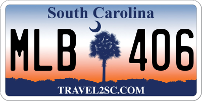 SC license plate MLB406