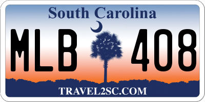 SC license plate MLB408