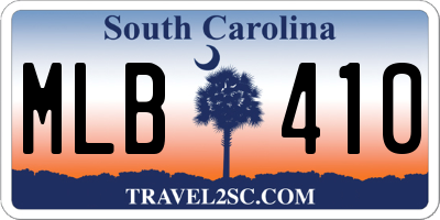 SC license plate MLB410