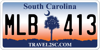 SC license plate MLB413