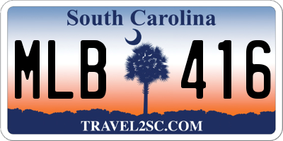 SC license plate MLB416