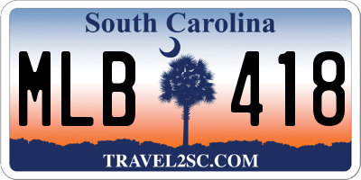 SC license plate MLB418