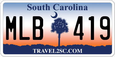 SC license plate MLB419