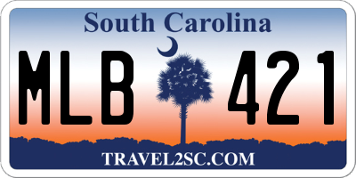 SC license plate MLB421