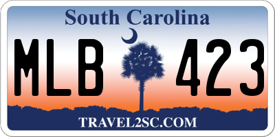 SC license plate MLB423