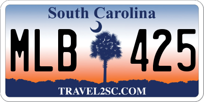 SC license plate MLB425