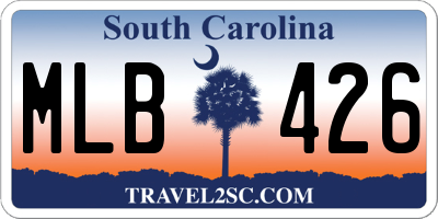 SC license plate MLB426