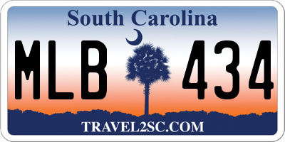 SC license plate MLB434