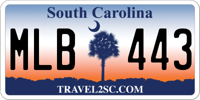 SC license plate MLB443