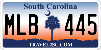 SC license plate MLB445