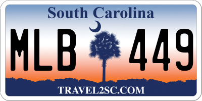 SC license plate MLB449