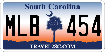 SC license plate MLB454