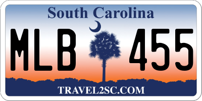 SC license plate MLB455