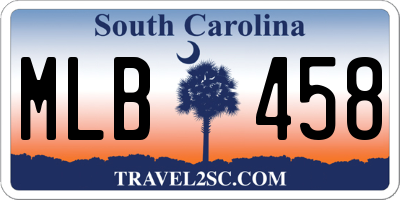 SC license plate MLB458