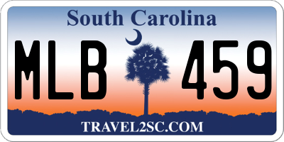 SC license plate MLB459