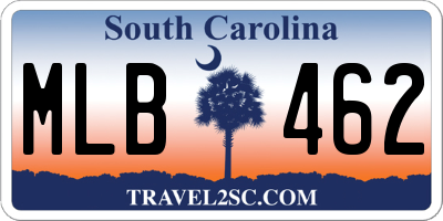 SC license plate MLB462