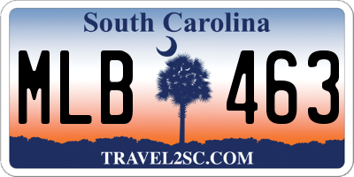 SC license plate MLB463
