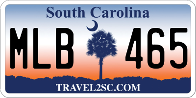 SC license plate MLB465