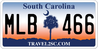 SC license plate MLB466