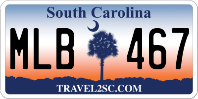 SC license plate MLB467