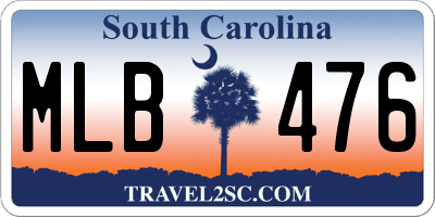 SC license plate MLB476
