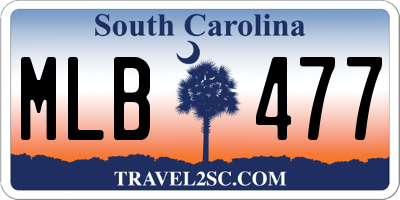 SC license plate MLB477