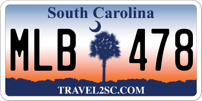 SC license plate MLB478