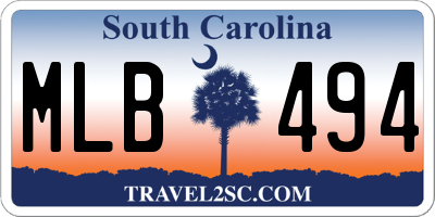 SC license plate MLB494