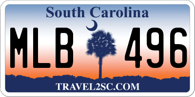 SC license plate MLB496