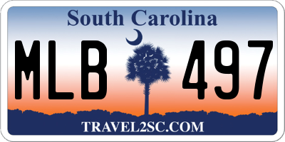 SC license plate MLB497