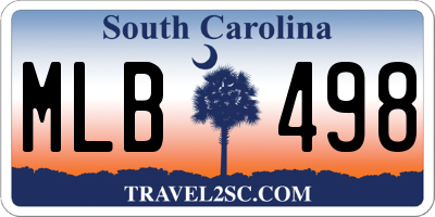 SC license plate MLB498