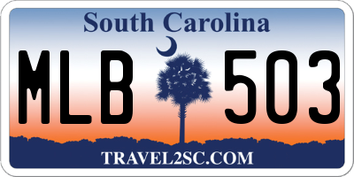 SC license plate MLB503