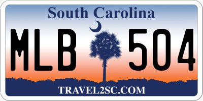 SC license plate MLB504