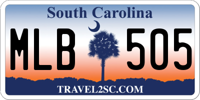 SC license plate MLB505